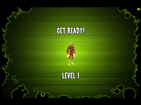 Level 1 introduction showing Heatblast beneath the Get Ready message before the Krakken battle.