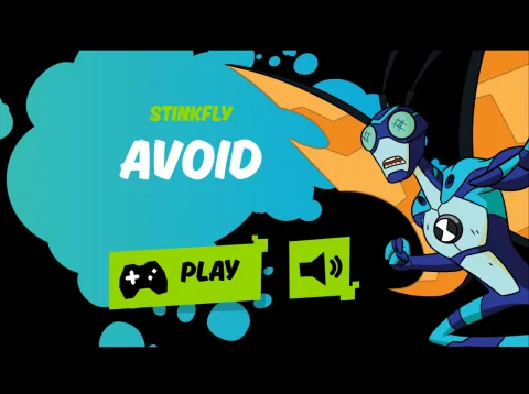 Title screen of Ben 10: Stinkfly Avoid, featuring the game's opening menu.