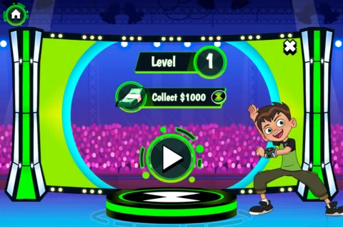 Level preview and setup screen showing the stage objective and target cash before launching.