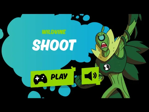 Title screen of Ben 10: Wildvine Shoot, featuring the game's opening menu.