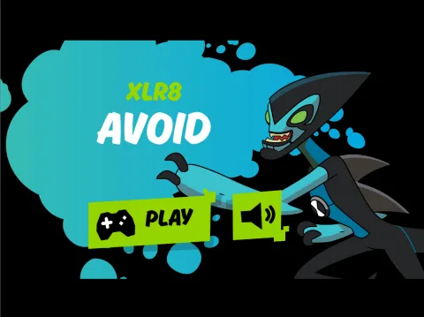 Title screen of Ben 10: XLR8 Avoid, featuring the game's opening menu.